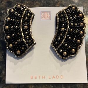 Black and Gold Beaded Earrings